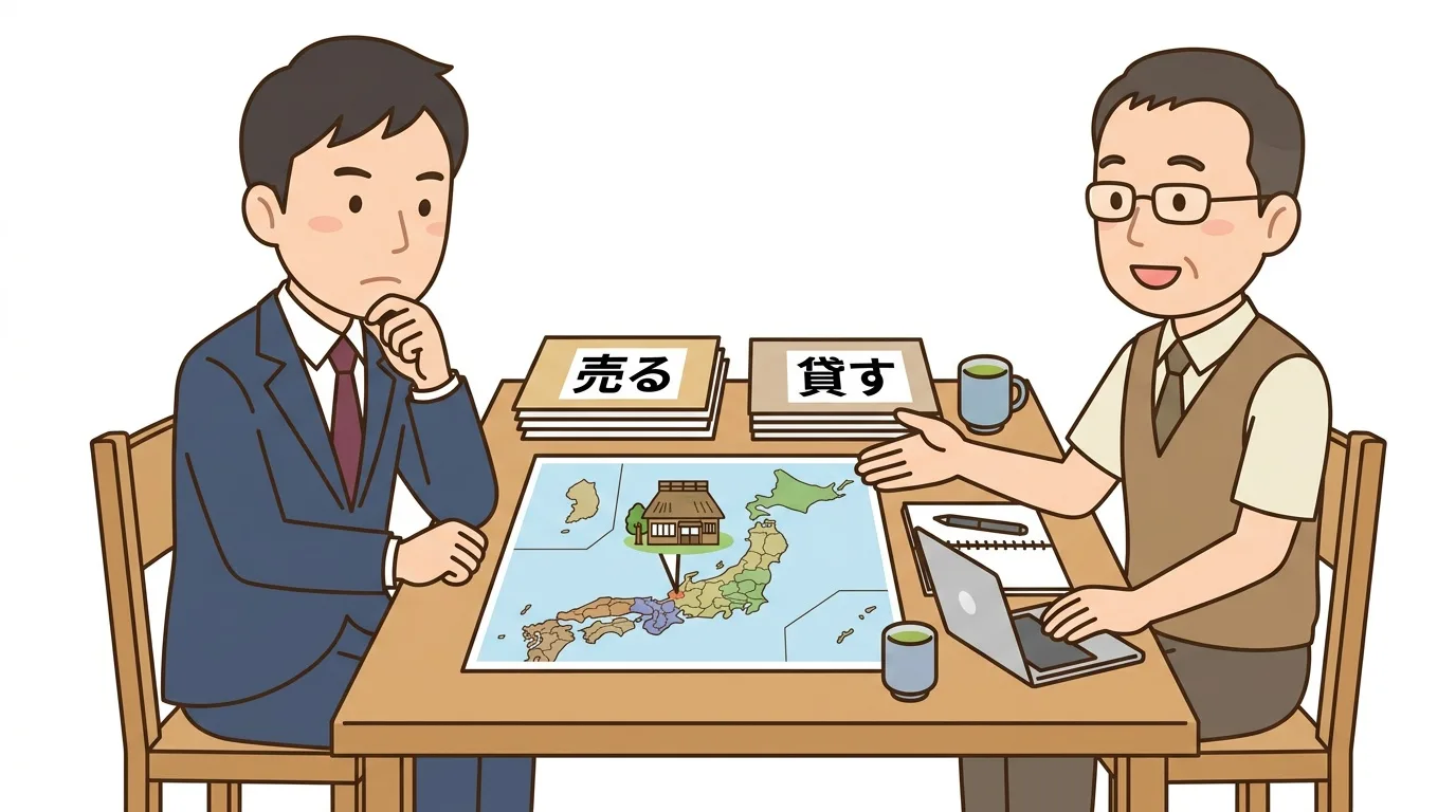 40代男性と土地活用相談シーン