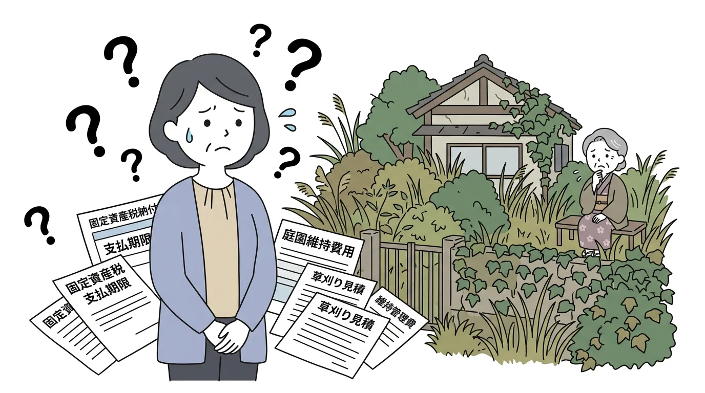 庭の維持管理に悩むイメージ