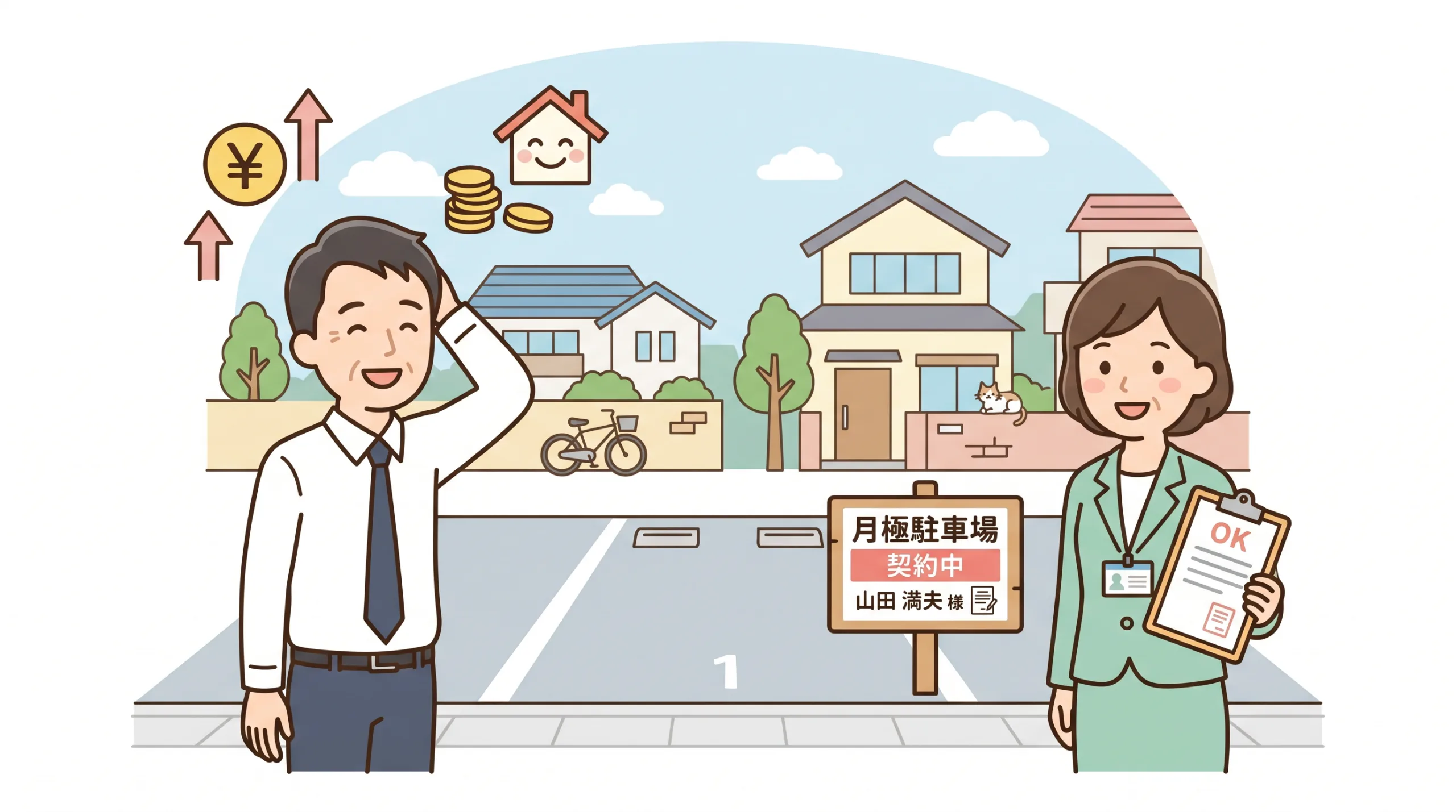 きちんと管理され近隣とも良好な駐車場のイメージ