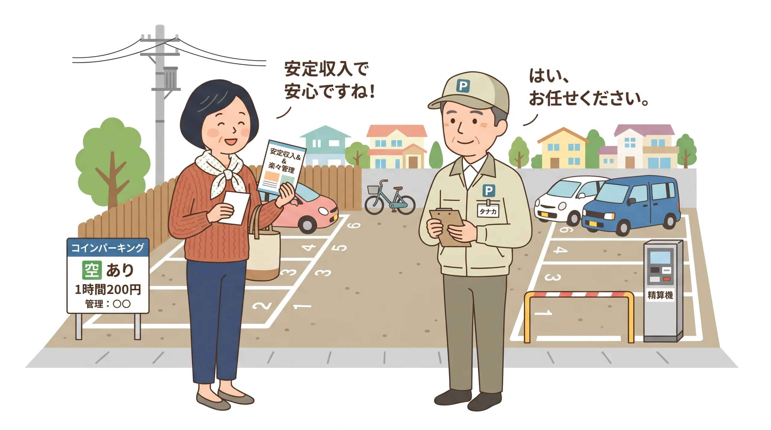 駐車場の管理負担を減らして安定収入を得たいと相談する女性