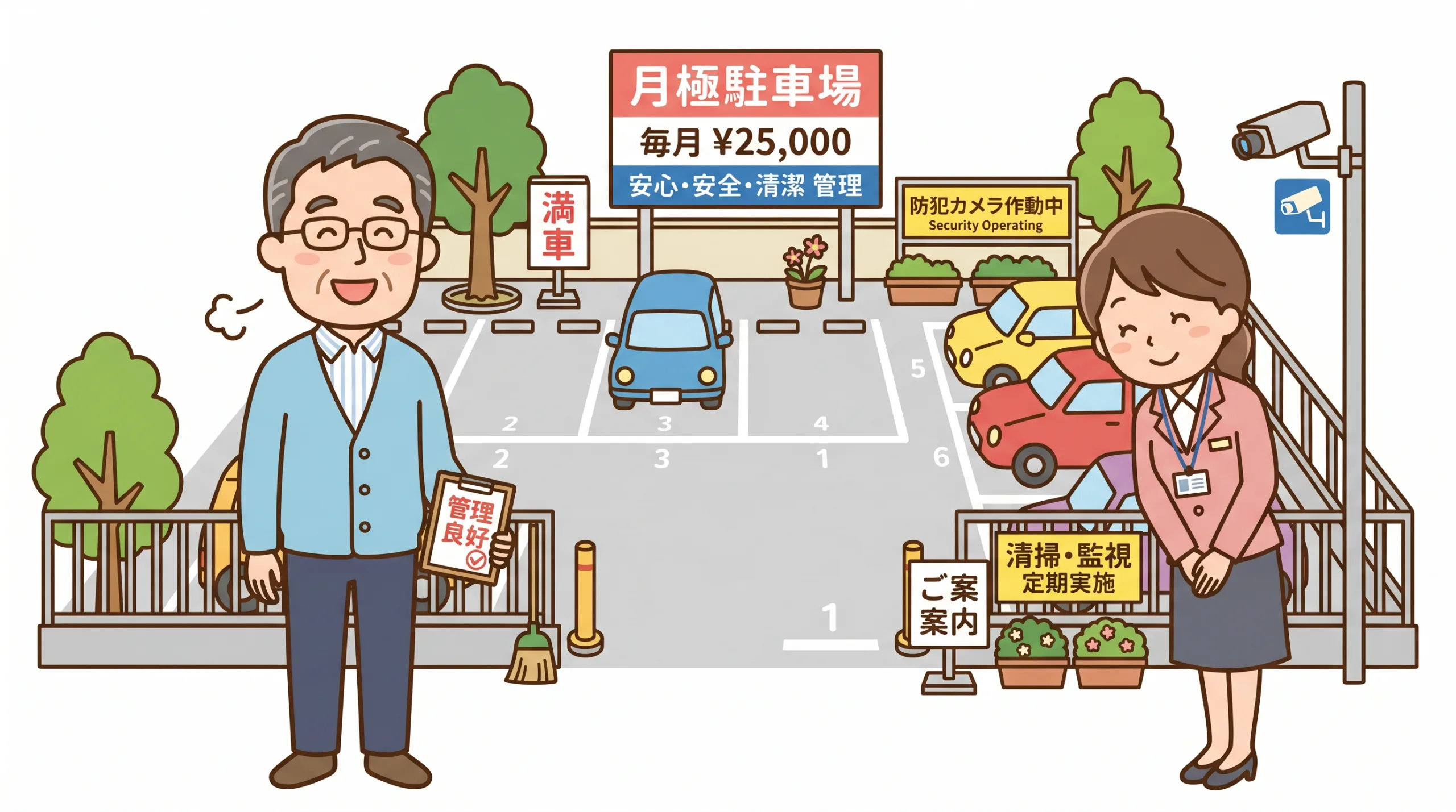 管理が行き届きトラブルが解消された駐車場のイメージ